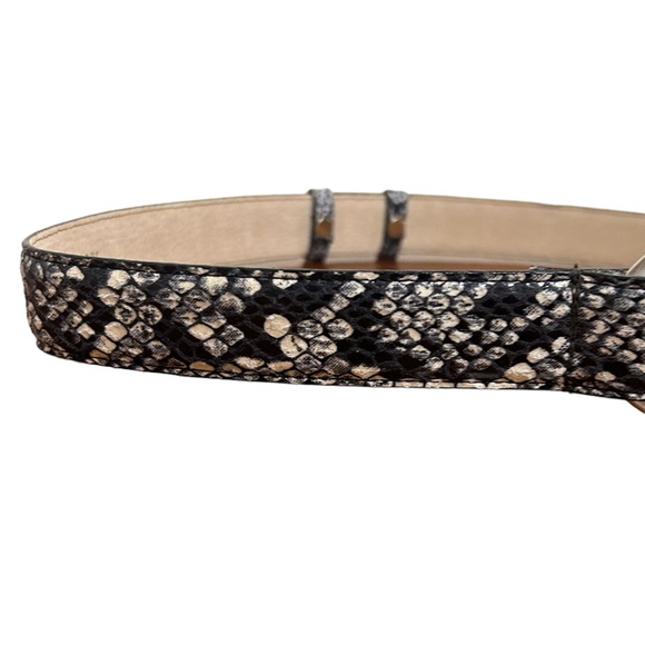 •NEVER WORN• Genuine Leather Lined Belt Snake Effect Animal Print Vintage Belt - Picture 5 of 11